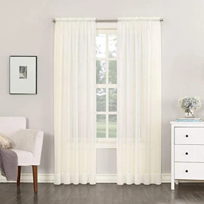 Image of Megachest a pair of slot top voile curtains (Ivory, 56&quot; wideX90 drop 2 Panels)
