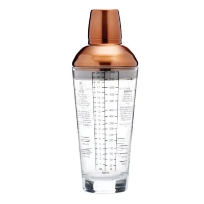 Image of BarCraft Copper Finish Glass Cocktail Shaker