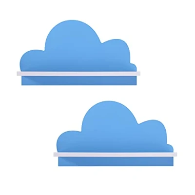Image of CWOne Designs Cloud Shelves for Nursery Or Bedroom Pair of Handmade Kids Shelves. 2 x Floating Baby Book Shelf