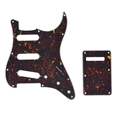Image of Dopro 11 Hole Strat SSS Pickguard ST Back Plate Trem Cover for USA/Mexican FD Dark Tortoise