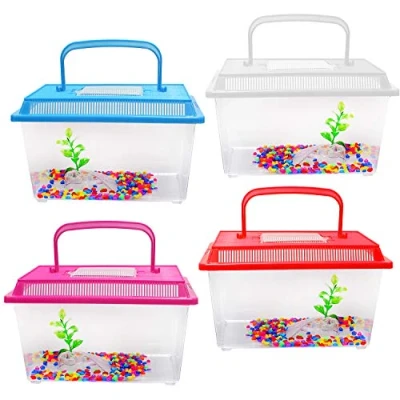 Image of Guaranteed4less Starter Fish Tank Aquarium Plastic Set Pet Reptile Turtle Frog Cage Carry Handle