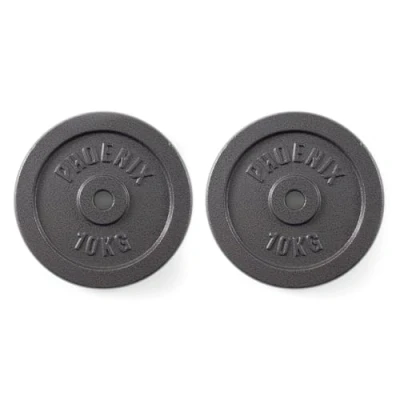 Image of Phoenix Fitness Cast Iron Weight Plates 1 Inch Free Plate for Barbell Dumbbell Bars, Weightlifting &amp; Strength Training at Home Gym Pair, 10kg