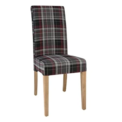 Image of Bolero Austin Dining Chairs Grey Tartan (Pack of 2)
