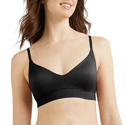 Image of Maidenform Women&#039;s Pure Comfort Feel Good Seamless Bralette Bra, Black, XXL