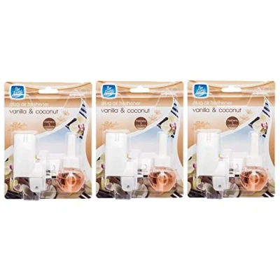 Image of 3 x 20ML Pan Aroma Plug In Air Freshener Vanilla &amp; Coconut Freshens And Conditions