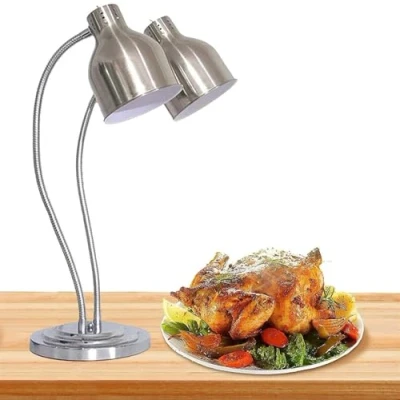 Image of Double head Buffet Food Warming Lamp, Heating Commercial Warmer, 500w Portable Electric Stainless Steel Catering Lamp For Restaurant Kitchen Canteen C