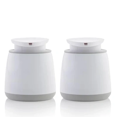 Image of Minky Soap Dispenser, Refillable Liquid Hand Dispenser With Large Pump, Non Slip Rubber Feet, Stylish &amp; Practical Bathroom Accessory, White Light Grey, Made in the UK (2)