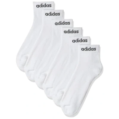 Image of adidas Unisex Linear Ankle Cushioned Socks 3 Pairs, White/Black, 6.5 8