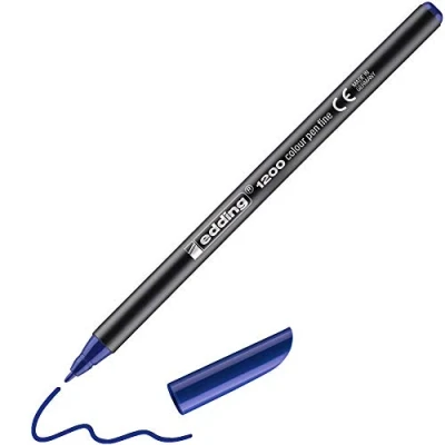 Image of edding 1200 Colour Pen Fine Blue 1 Round Tip mm Felt for Drawing and Writing School or Mandala