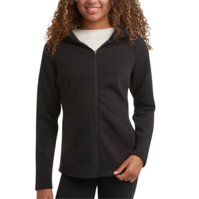Image of Spyder Women’s Athletic Full Zip Sweatshirt Heavyweight Hooded Grid Fleece Casual Outerwear Jackets for Women (Sizes: S XL), Black, Small