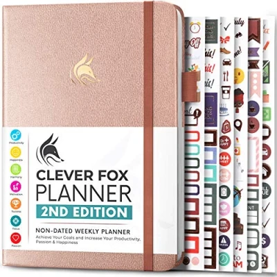 Image of Clever Fox Planner 2nd Edition Colorful Weekly &amp; Monthly Goal Planner, Time Management Productivity Organizer, Undated, A5 (Rose Gold)
