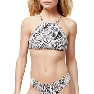 Image of O&#039;Neill Women Pw Soara Lace Top Bikinis White Aop With Yellow/Orange, Size 40