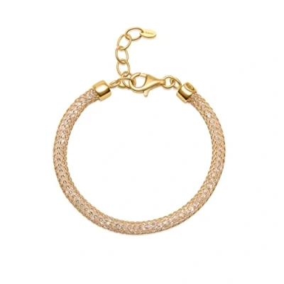 Image of Amberta Women 925 Sterling Silver Simulated Diamond Bracelet: Gold Plated Crystal Statement Bracelet with CZ