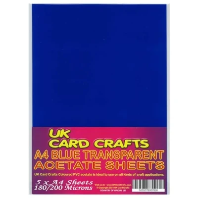 Image of A4 Blue Acetate 200 Micron X 5 Sheets UK Card Crafts