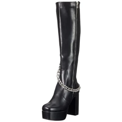 Image of LAMODA Women&#039;s Hostage Knee high Boot, Black PU, 7.5 UK