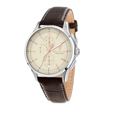 Image of Maserati Men&#039;s Watch, Chronograph, Analog, 42 mm, Leather Strap, SORPASSO Collection R8871624010