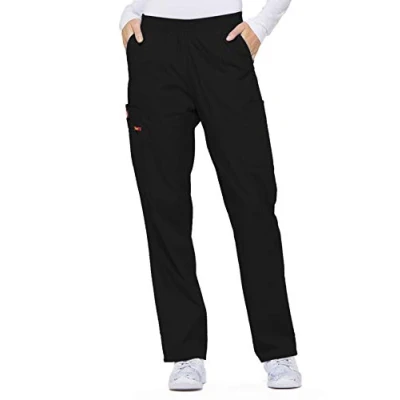 Image of Dickies EDS Signature Scrubs for Women, Elastic Waist Pull On Cargo Pants Women in Soft Brushed Poplin 86106, Black, L Shorts