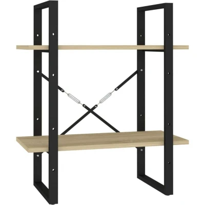 Image of vidaXL 2 Tier Book Cabinet Sonoma Oak 60x30x70 cm Engineered Wood