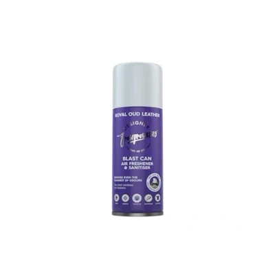 Image of Designer Fragrances Royal Oud Leather Blast Can Air Freshener, Use in Cars, At Home, On Furniture &amp; Shoes Dry Mist Quick Release Spray Deodorizes Neutralises Smells  400ml,package may vary