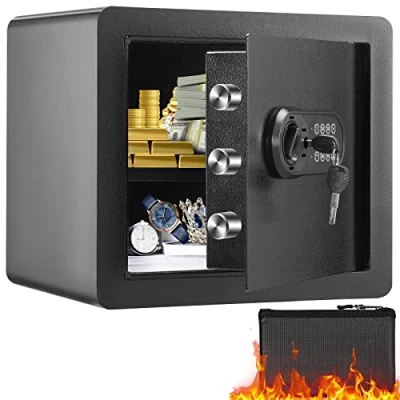 Image of VEVOR Safe, 1.2 Cubic Feet Home Steel Security Safe with Digital Keypad and 2 Keys, Cabinet Fire proof Bag, Protect Cash, Gold, Jewelry, Documents for Home, Hotel, 15.8x11.8x13.8 inche