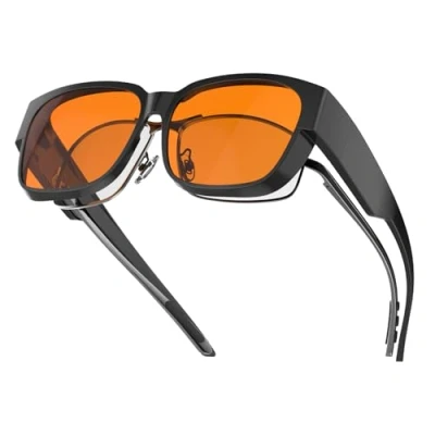 Image of Goiteia 99.9% Ultra Light Blue Blocking Fit over Glasses,Orange Tint for Superior Blocking(up to 500nm),Better Sleep,Suitable Screens, Games, TVs, Mobile Phones