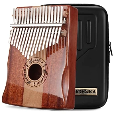 Image of Moozica 17 Keys Kalimba, Professional Symetrial Kalimba Thumb Piano, with High gloss Finishing Musical Instrument Gift (Koa Spruce K17SD)
