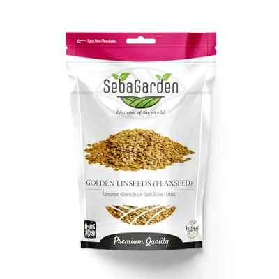Image of Seba Garden Golden Linseeds 1 kg, British Grown Premium Grade Flaxseeds, UK Harvested, Source of Protein, High in Omega 3 Fatty acids &amp; Fiber, Packaged Resealable Bag, Non GMO, Keto Paleo