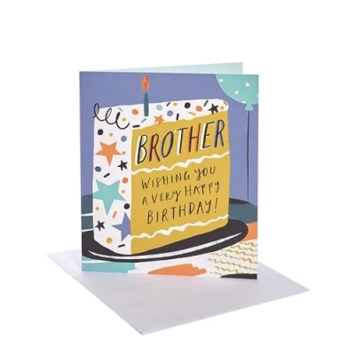 Image of UK Greetings Birthday Card for Brother Bright Cake Design