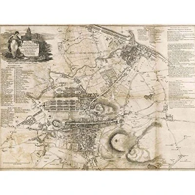 Image of Wee Blue Coo Strangers Guide Old Map Edinburgh Leith Art Print Poster Wall Decor 12X16 Inch