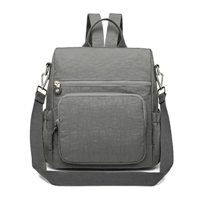 Image of Kono Women Backpack Anti Theft Rucksack Nylon Schoolbag Ladies Travel Work Bag Casual Daypack Vintage Shoulder (Grey)
