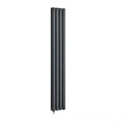 Image of Milano Aruba 1000W Anthracite Vertical Double Oval Panel Electric Radiator 1780mm x 236mm