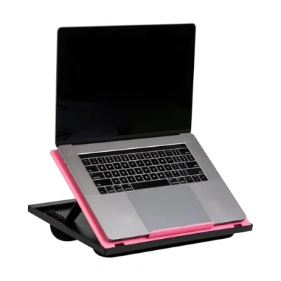 Image of Mind Reader Lap Desk Laptop Stand, Bed Tray, Collapsible, Cushion, Portable, Dorm, Plastic, 14.75&quot; L x 11&quot; W 7.3&quot; H, Pink