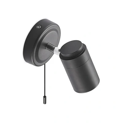 Image of Lindby Remilan wall light, black, steel, Ø 5.3 cm