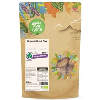 Image of Wholefood Earth Organic Dried Figs 500 g Raw Sundried GMO Free Vegan High Fibre Certified