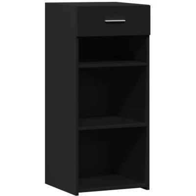 Image of vidaXL Sideboard Cabinet Black Engineered Wood Modern Storage Solution with Drawer and Cupboard, 40x42.5x93 cm Ideal for Living Room, Bedroom, Office