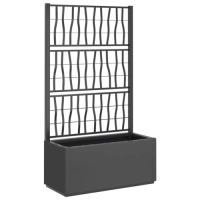 Image of vidaXL Dark Grey Garden Planter with Trellis Polypropylene Outdoor Patio 80x36x140 cm Versatile Plant Support for Climbing Flora