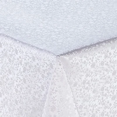 Image of Home Direct Embossed Rectangular Oilcloth PVC Wipe Clean Tablecloth 140cm x 180cm 55x70 White