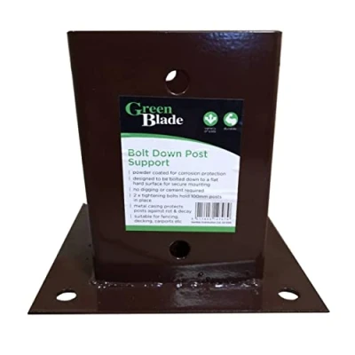 Image of Fence Post Holders Metal Support Base Bolt Down Clamp Secure Square 75mm x Decking Fencing Pergola