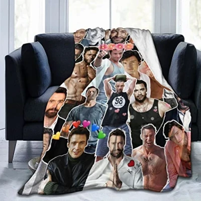 Image of QapLWczK Blanket Hugh Jackman Soft and Comfortable Wool Fleece Throw Blankets for Sofa Office car Camping Yoga Travel Home Decoration Cozy Plush Beach Gift40 x30