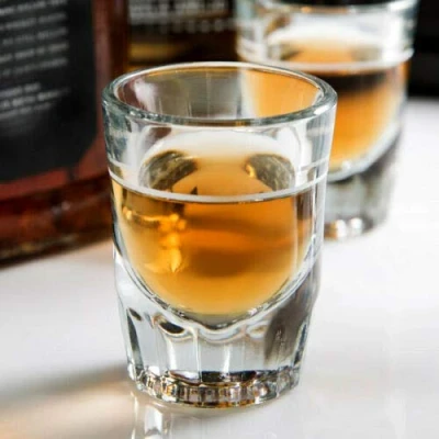 Image of 6X Whiskey Shot Vodka Glass 2oz with 1oz Line Glassware Heavy Strong Base