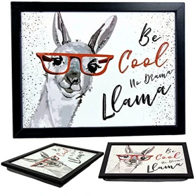 Image of Large Wooden Soft Padded Cushioned Bean Bag Lap Dinner Laptop Food TV Tray (Llama)