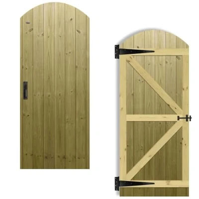 Image of Tongue &amp; Groove Interlocking Fully Framed Arched Top Pedestrian Side Garden Gate Height: 6ft (180cm) x Width: 75 cm Supplied with the Suffolk Latch Hinge Pack and Bolt