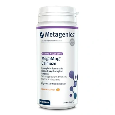 Image of Nutri Advanced MegaMag Calmeze Magnesium Glycinate Powder Supports The Nervous System, Helps Balance Effects of Stress &amp; Tiredness Orange, 30 Servings