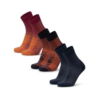 Image of DANISH ENDURANCE Walking Socks Merino Wool, Hiking Socks, for Men &amp; Women, Unisex, 3 Pack, Multicolor (1x Navy/Orange, 1x Fuchsia/Orange, Navy), 5