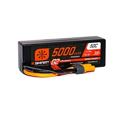 Image of Spektrum SPMX53S50H5 5000mAh 3S 11.1V Smart G2 LiPo 50C Hard Case IC5, Grey/Silver