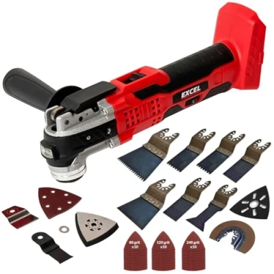 Image of Excel 18V Cordless Oscillating Multi Tool Quick Release with 39 Piece Set (No Battery &amp; Charger) 6 Variable Speed 3.2 Oscillation Angle Soft Start LED Worklight
