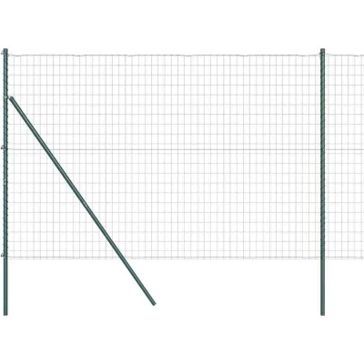 Image of vidaXL Euro Fence with 7 Posts 1.6x10 m Galvanised Steel Green