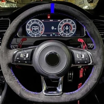 Image of AOOSIR Steering Wheel Protector Customized Car Cover Hand Sewing Braid For VW Golf 7 GTI MK7 Polo Scirocco 2015 2016 (Color : Style 7)