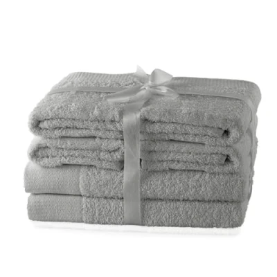 Image of AmeliaHome Set 6pcs 4 Towels 50x100 cm and 2 Bath 70x140 100% Cotton Absorbent Steel Silver Grey Amari