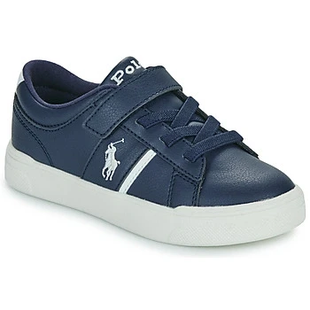 Image of Polo Ralph Lauren Frazier Unisex Trainers for kids, Size: 11.5K, Navy tumbled/white Pu